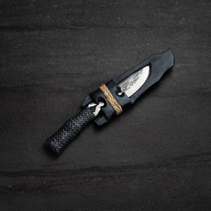 125mm Mini Pinahig Utility Knife. Leaf Spring Carbon Steel. Rattan. Narra Sheath - Nacionale Bladeworks