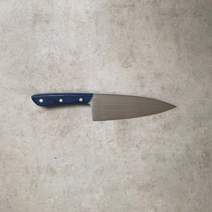 180mm Chefs Knife. Full Tang San Mai AUS10. Blue Pakka - Nacionale Bladeworks