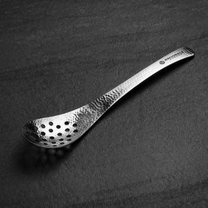 180mm Hammered Slotted Spoon. (Spherification Spoon) - Nacionale Bladeworks