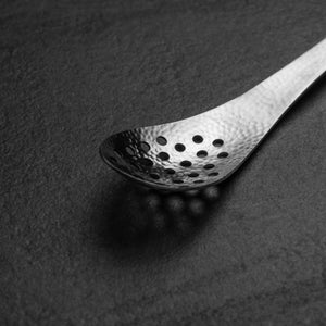 180mm Hammered Slotted Spoon. (Spherification Spoon) - Nacionale Bladeworks