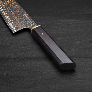 180mm Tall Santoku. Copper Damascus. Ebony. Brass Ferrule - Nacionale Bladeworks