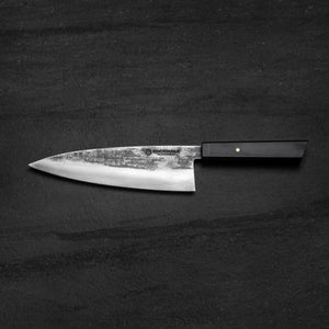 205mm Chefs Knife. San Mai AUS10 Stainless. Ebony Handle. Rosewood Ferrule - Nacionale Bladeworks