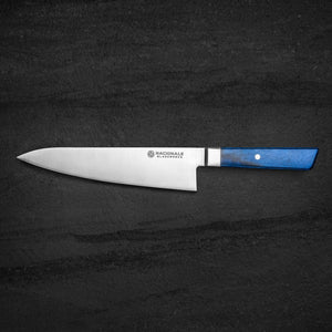 B - STOCK 215mm Chef's Knife. Sandvik 14c28n. Blue Pakkawood Handle - Nacionale Bladeworks